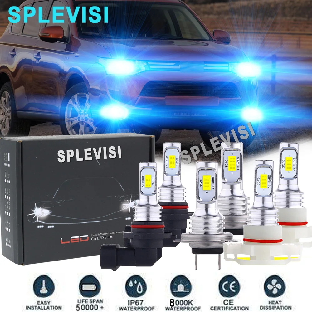 

LED Headlight Fog Light Hi Low Beam Bulbs bombillas led coche Ice blue For Mitsubishi Outlander 2014 2015 2016 2017 2018