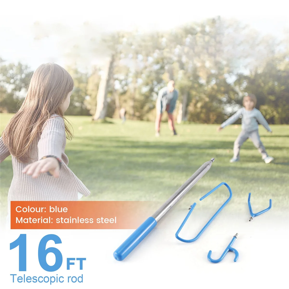 Полюс для извлечения дисков гольфа с 3 крючками телескопический инструмент