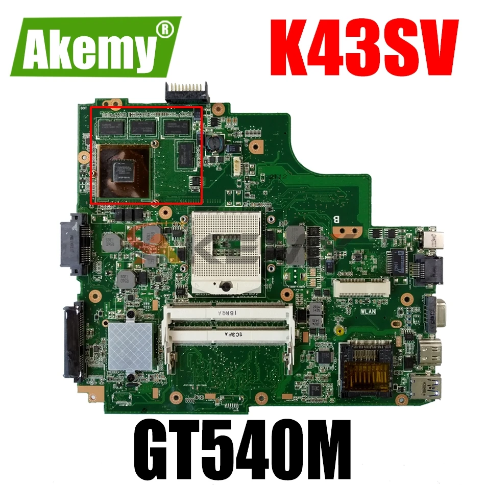 

AKEMY K43SV Laptop Motherboard For ASUS K43SV K43SJ K43SC K43SM K43S Original Mainboard HM65 GT540M