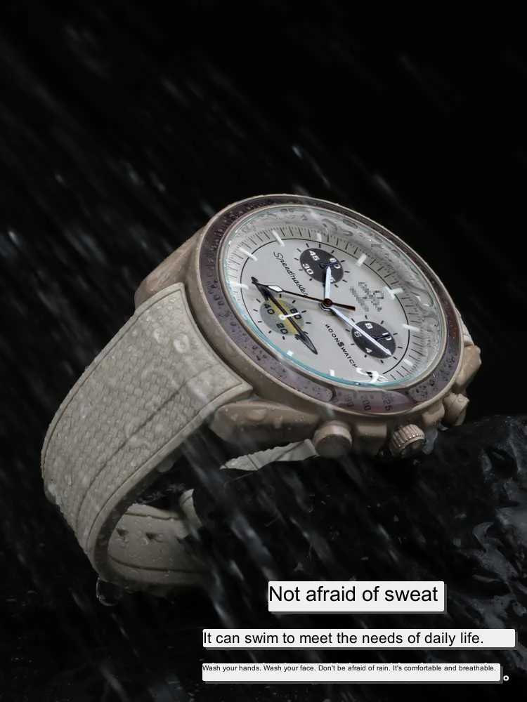 Curved End Rubber Strap For Omega For Swatch Co Branded Joint MoonSwatch 20mm Men Women Waterproof silicone Watchband Bracelet