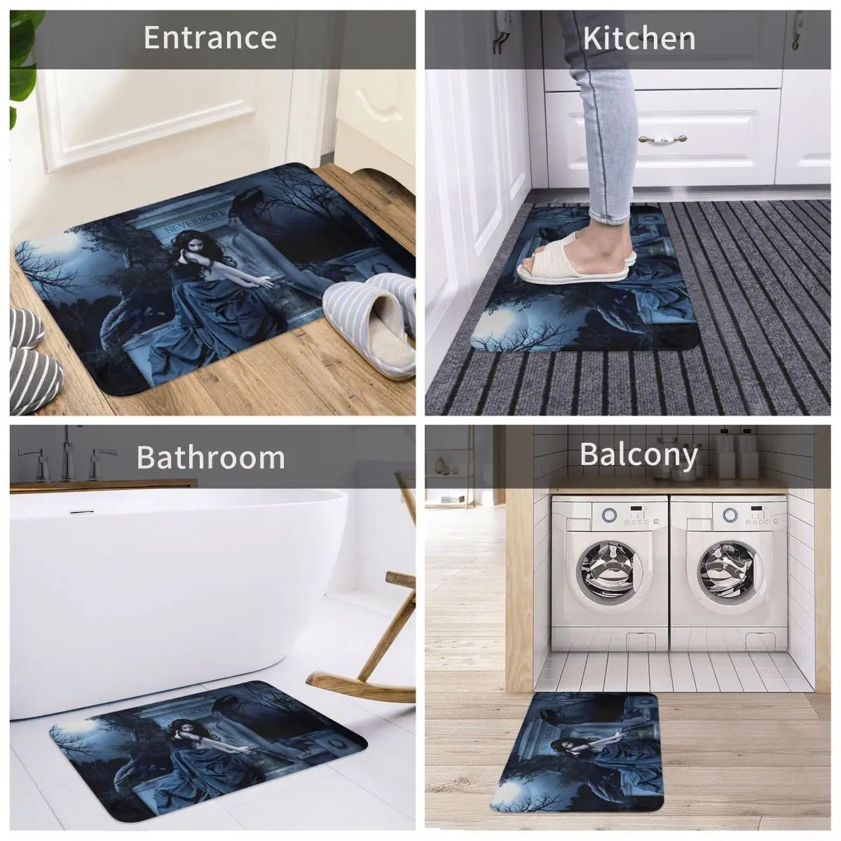 Dark,Gothic Doormat Rug carpet Mat Footpad Bath mat Non-slip toilet Balcony Parlor durable Washable images - 6