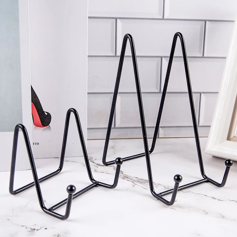 1pcs Plate Display Stand Picture Easel Metal Plate Stands Holder Display Plate Dish Tabletop Art Pictures Frame Photo Decorative images - 6