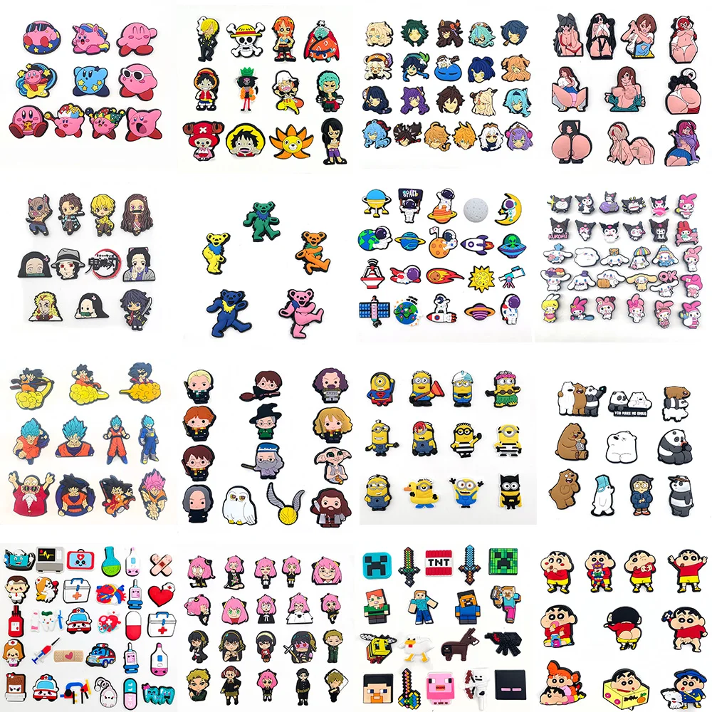 

Лидер продаж, 1 комплект, 16 видов подвесок для обуви jibz из ПВХ, Кроксы, подвески для обуви, аксессуары, подходят для сандалий, декоративные пря...