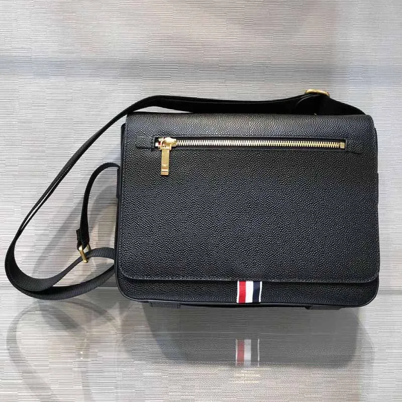 THOM TB Clutch Bag Luxury Brand Fashion Zippers Design Business Shoulder Bag Black Leather Large Capacity Waterproof Handbags