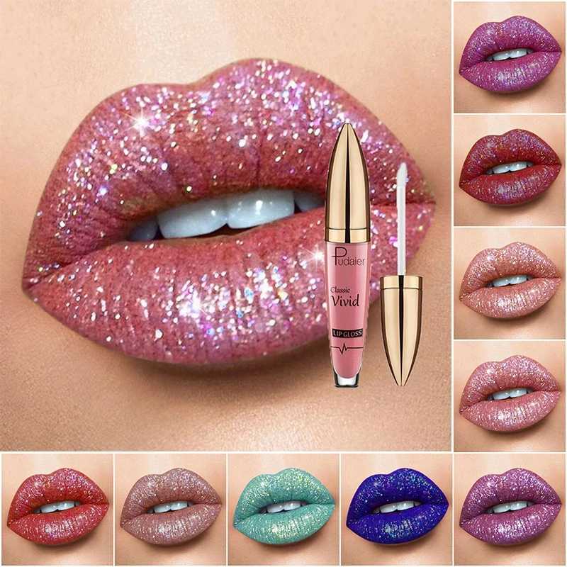 

Matte To Shiny Glitter Liquid Lipstick Shiny Lip Gloss Diamond Waterproof Long Lasting Pearl Lipgloss Women Lip Makeup Cosmetic