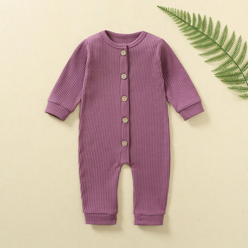 INS Ribs New Fashion Baby Rompers Long Sleeved 100% Cotton Girl Boy Sleepsuits Newborn Sleepers Infantil Clothes Roupa De Bebe