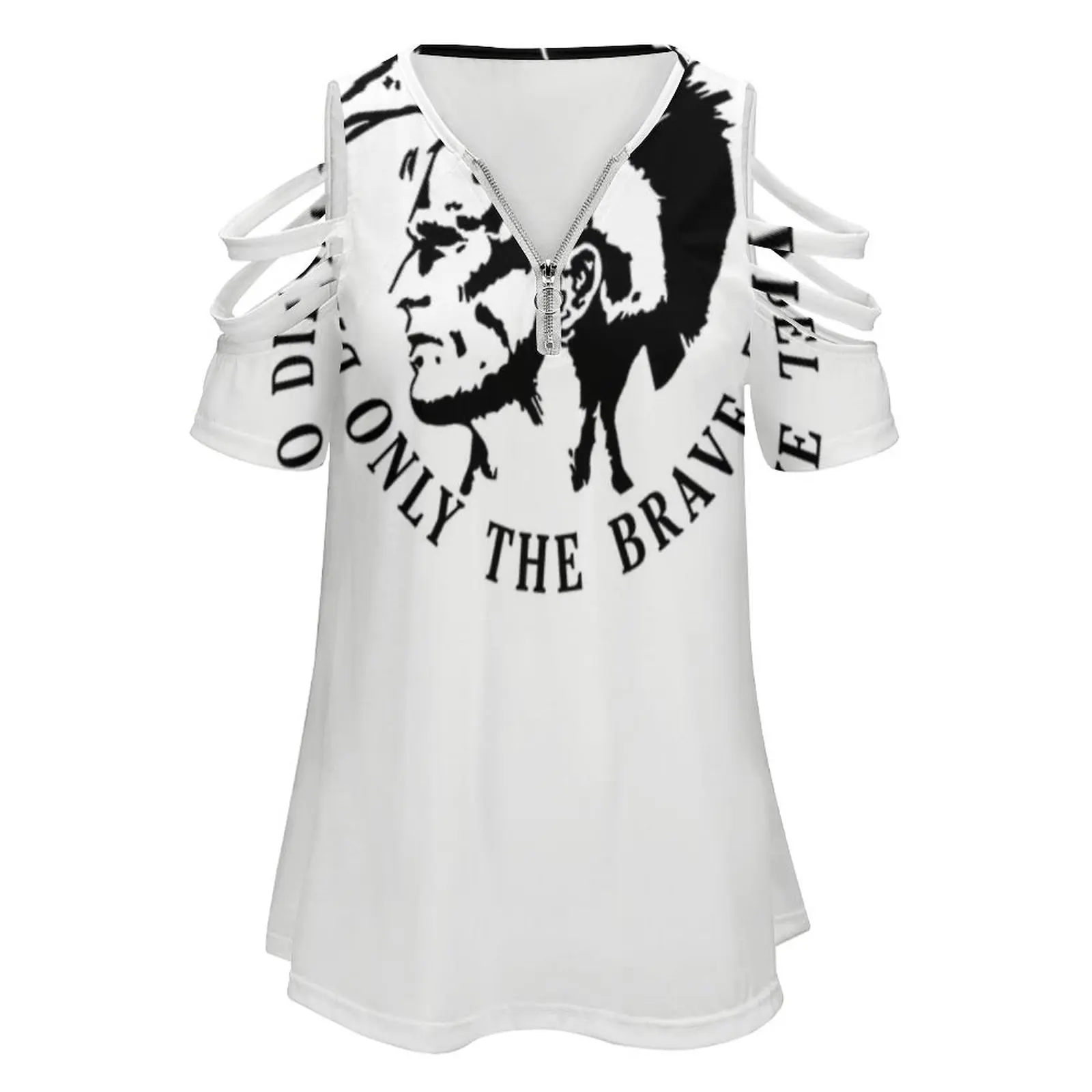 Женская Винтажная футболка на молнии с принтом символикой