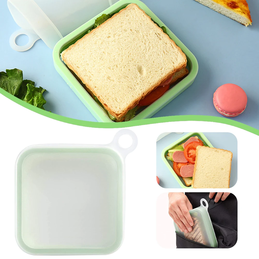

Portable Sandwich Toast Bento Box Reusable Silicone Sandwich Case Snack Box Student Office Worker Lunch Box Microwave Oven Safe