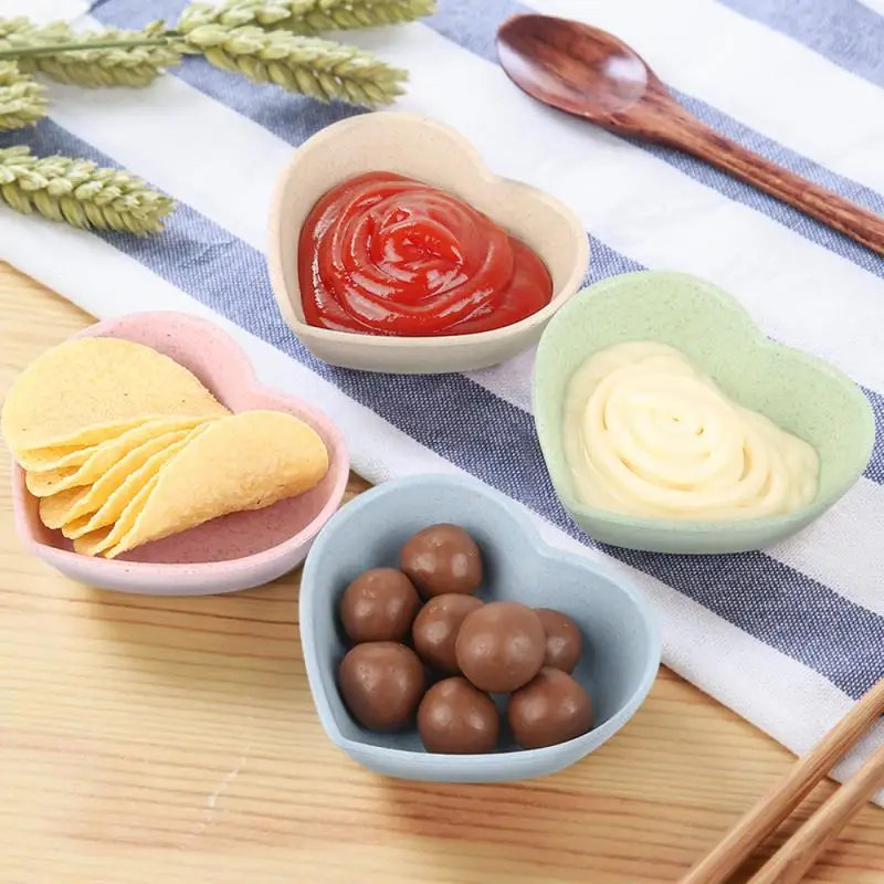 

1PC Seasoning Bowl Wheat Straw Bowl Mini Cute Shape Easy To Clean Soybean Dish Sauce Snack Trinket Plate for Kitchen Accessories