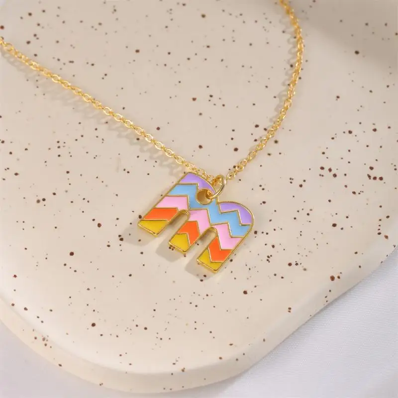 

Fashion Bohemian Color Letter Pendant Necklace Simple Personality Student Birthday Gift Necklace Accessories Jewelry for Women