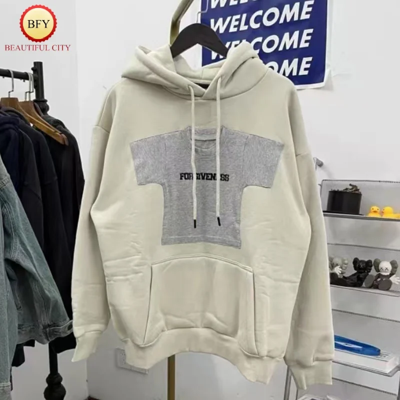 Осень-зима новая модная лоскутная толстовка с принтом бирки из плотной ткани 24SS