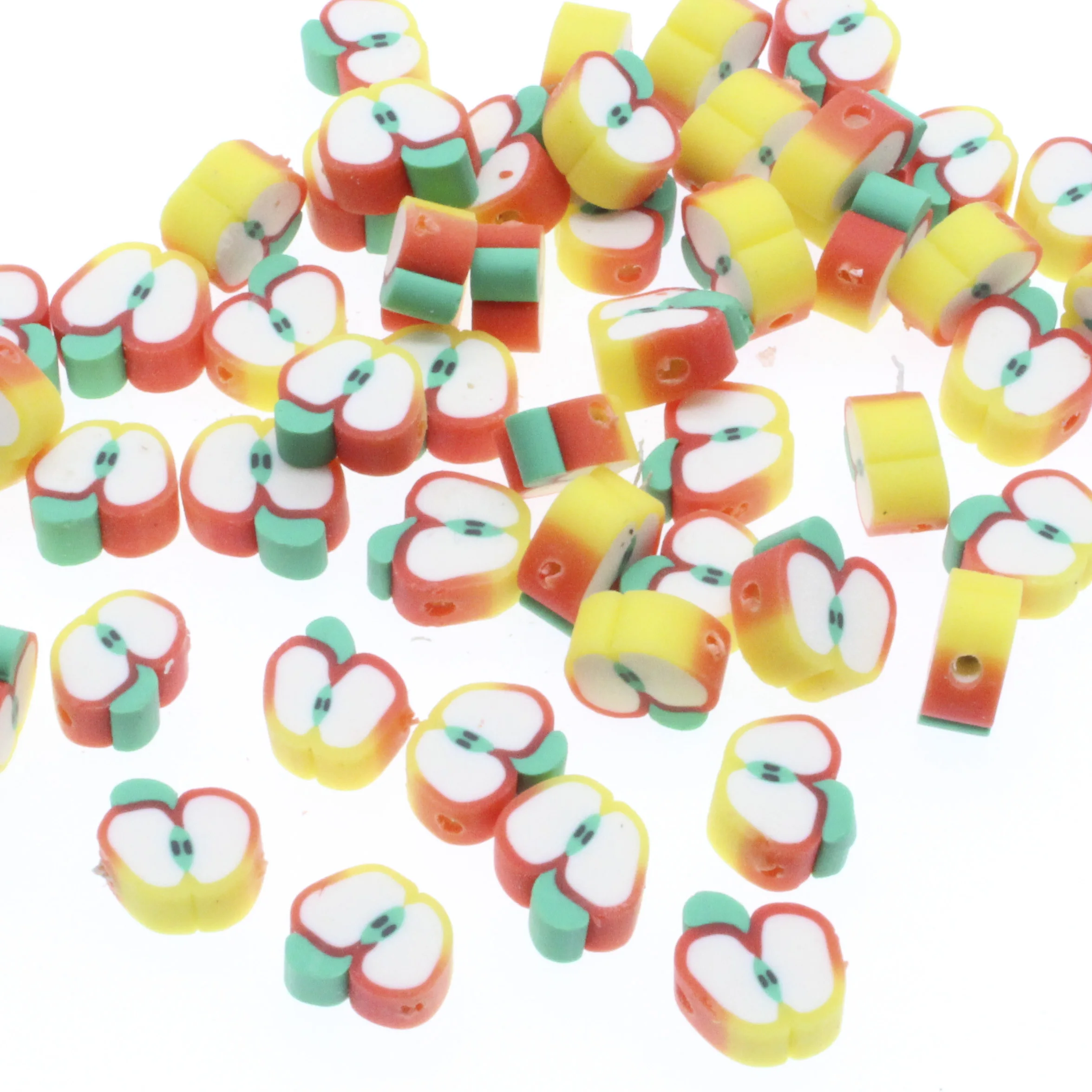 

30/50/100pcs 10mm Apple Fruit Beads Polymer Clay Beads Loose Spacer Beads For Jewelry Making DIY Bracelet Accessories