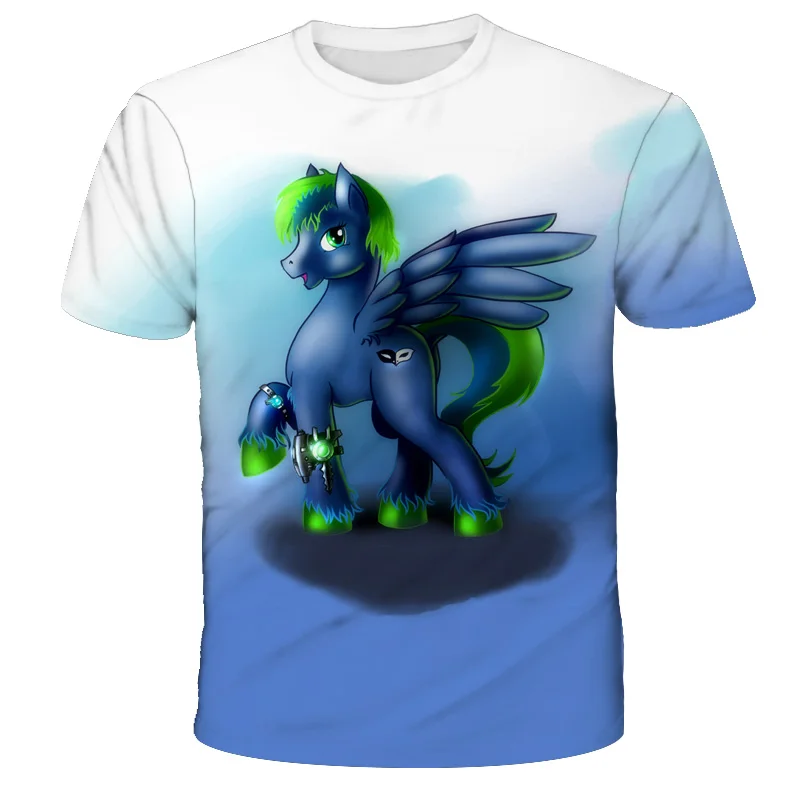 

Модная детская футболка градиентного цвета с рисунком единорога для мальчиков с коротким рукавом милый мультяшный детский топ повседневная одежда с круглым вырезом