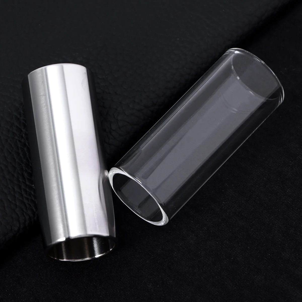 

2Pcs 60MM Glass and Stainless Steel Slide Medium Bottleneck Slide for Guitar Bass Guitar Accessories (Transparent And Silver)