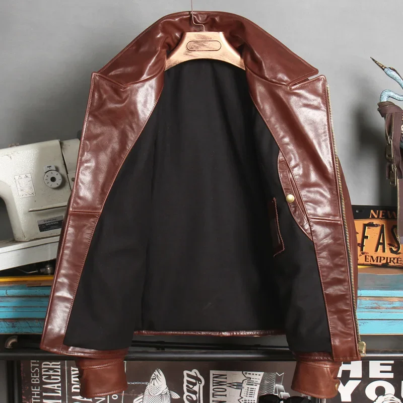 Модная байкерская куртка из коровьей кожи мужская укороченная на молнии с