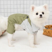 pet clothes summer dog jumpsuit puppy kitty romper khaki plaid shirts for small dog teddy corgi poodle pug xxl big dog onesie