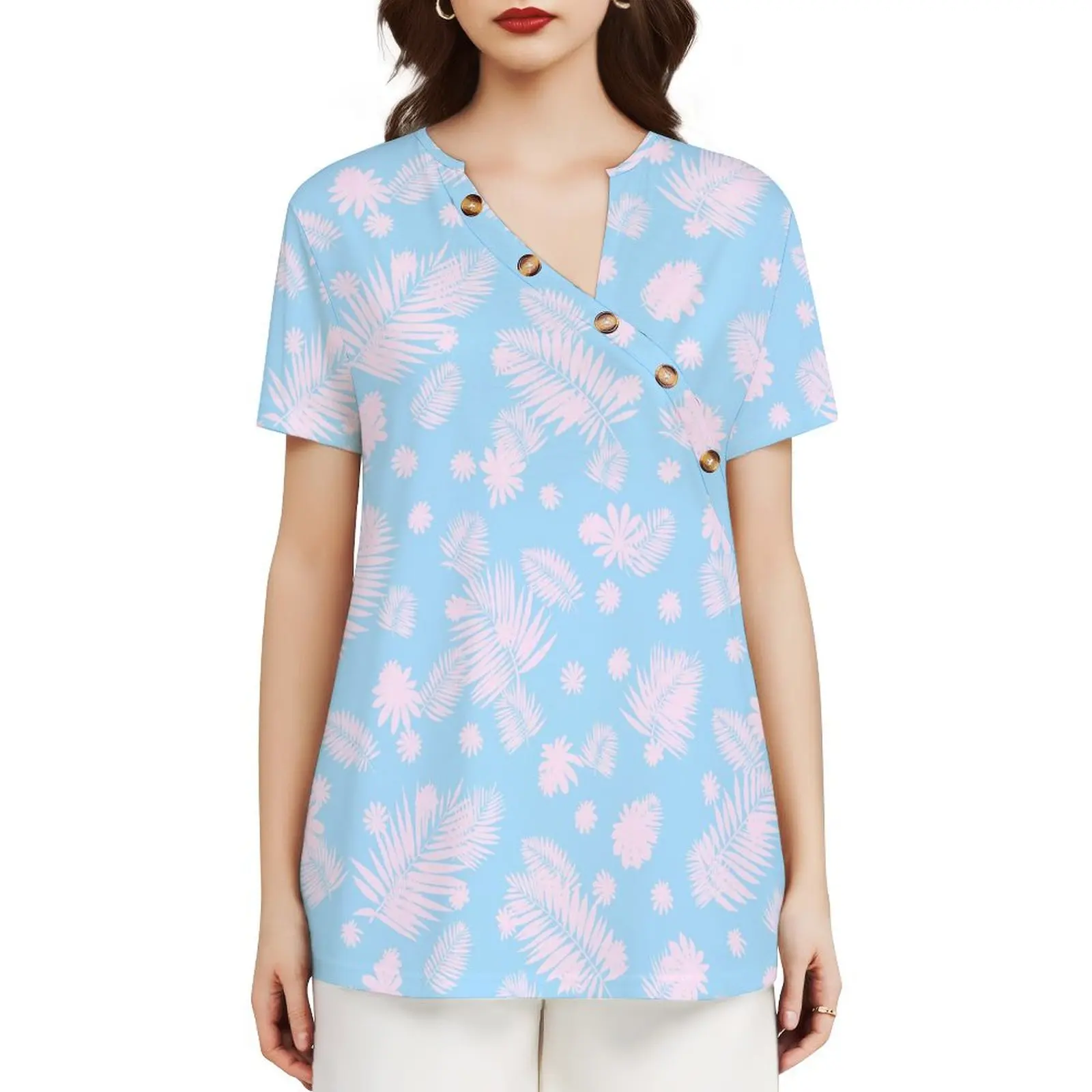 Дизайн с диагональным воротником и пуговицами в китайском стиле коротким