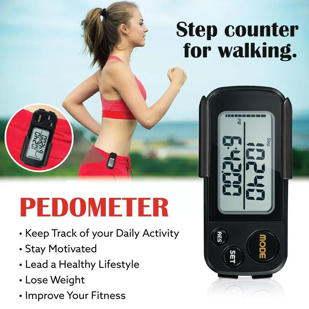 

1pc Pedometer Step Walking 3d Digital Pedometers Steps Counter Miles Stopwatch Step Exercise Women Electronic Watch Pocket G7q0