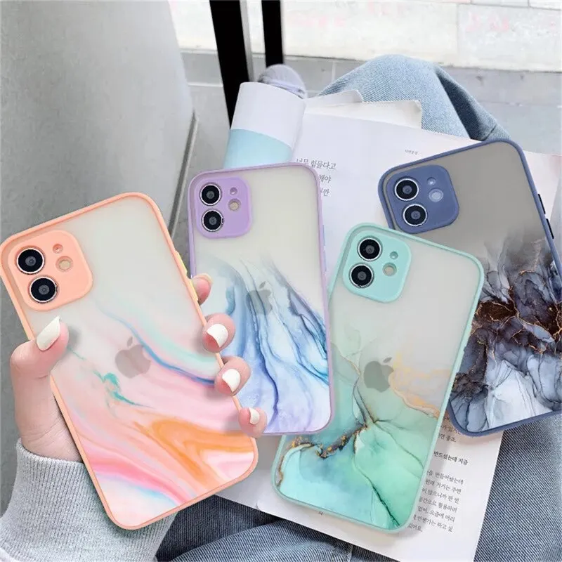 

Ink Style Pattern Phone Case For iPhone 12 11 13 Pro Max 12Mini X XR XS Max 8 7 Plus SE 2 2020 Camera Protection Hard PC Coque