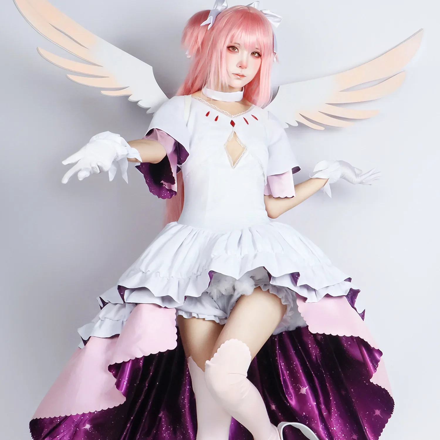 Kaname Madoka Cosplay Costume Anime Puella Magi Magica Goddess Outfits Wig Shoes Halloween Carnival Role Play Dress Women