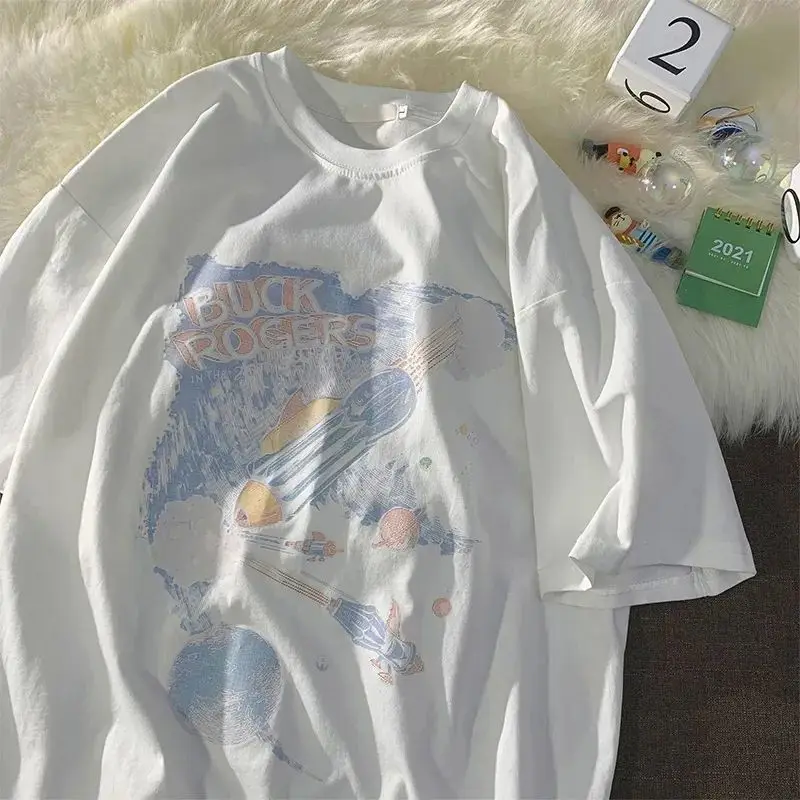 

Loose Retro Short sleeve T-shirt Oversize Plus size Streetwear Fried Street Summer Clothing Top Ins Fashion Brand 2023