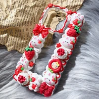 strawberry rabbit handmade case s21 fe for samsung galaxy s20 plus diy phone cover s22 ultra red bowknot kawaii cake cream shell