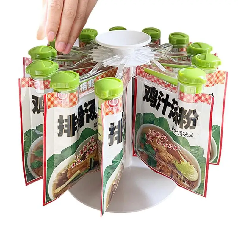 

Seasoning Bag Rack Seasoning Clips Rotating Spice Racks With Food Gripper Tabletop For Kitchen Seasoning Storage