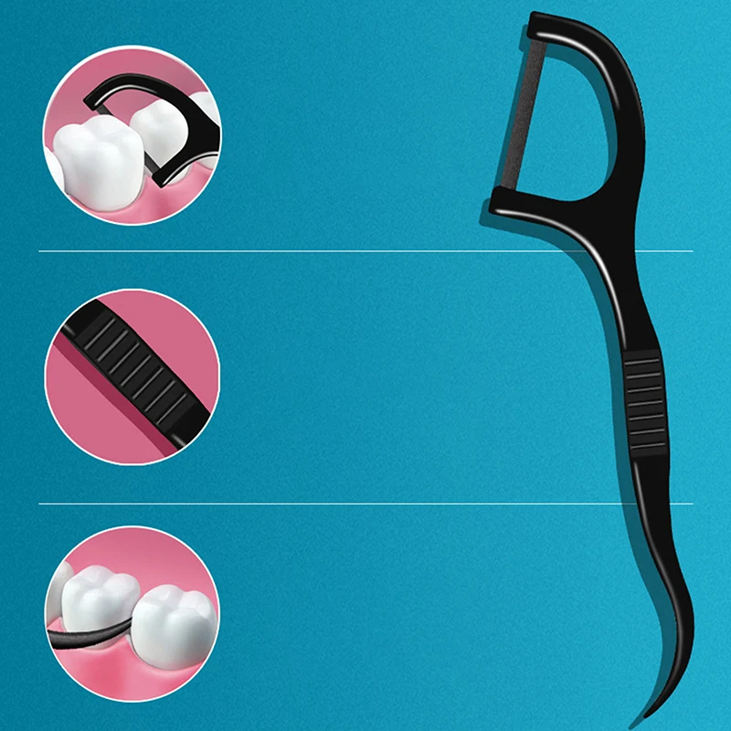 Плоская зубная нить 50 шт. бамбуковый уголь межзубная щетка зубочистка чистка