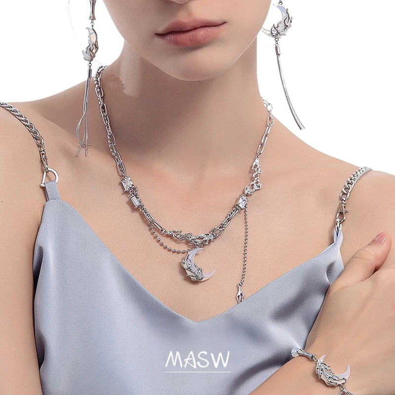 Ожерелье MASW в форме Луны с оригинальным дизайном Модное Новое современное