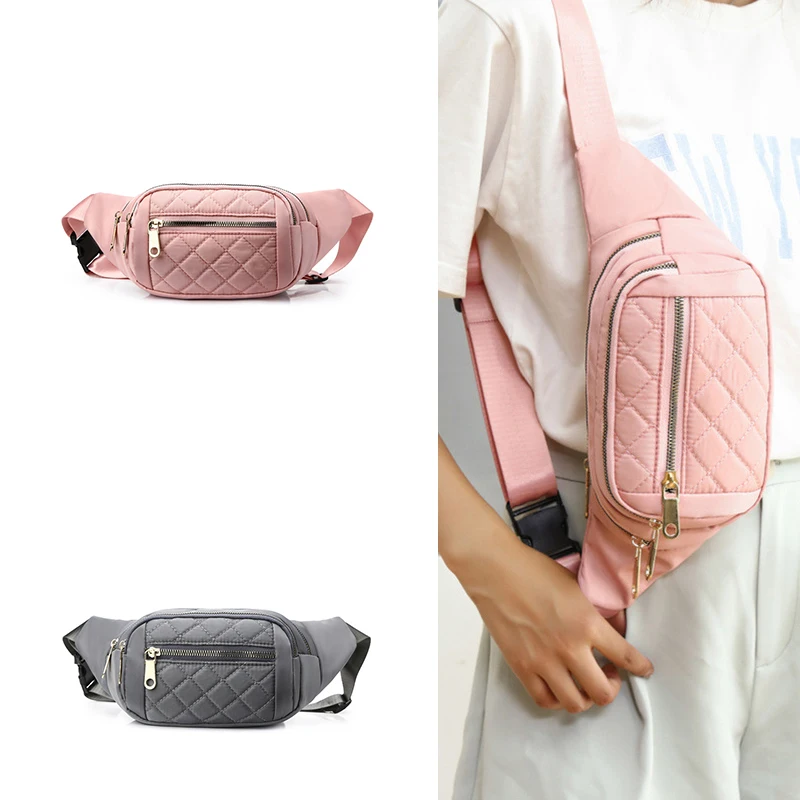 Custom Fashion Red Outdoor Chest Shoulder Bag Sports Backpack Grid Fanny Pack Crossbody Pouch Waist Bag For Women