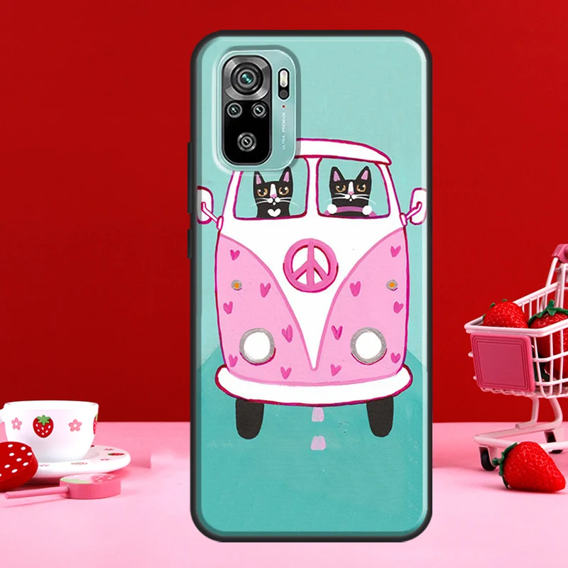 Чехол Hippy Peace Bus Cat для Xiaomi Redmi Note 11 Pro 10 9 8 11S 9S 10S чехол 9A 9C 9T |