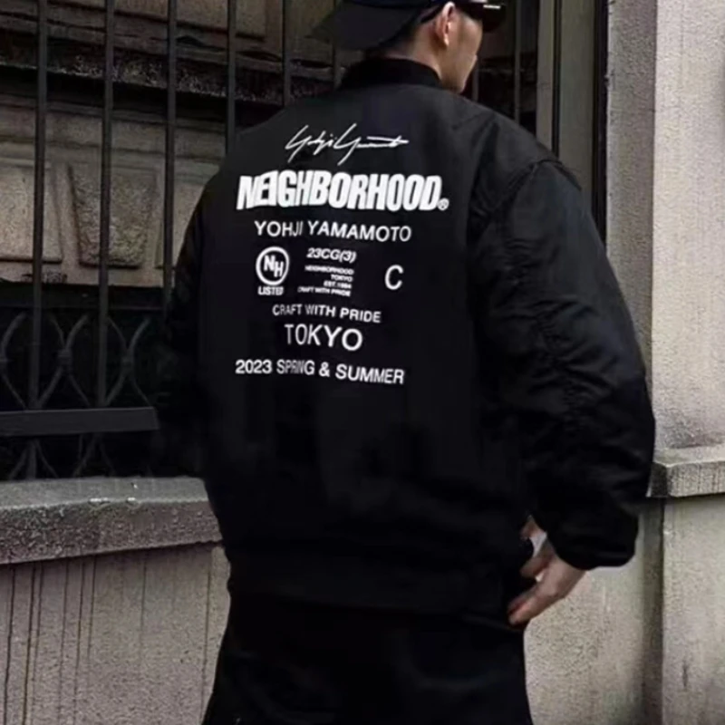 

Neighborhood X Yohji Yamamoto Co-branded Men's Warm Jackets Winter Japanese Fashion NBHD Flight Suit Casual Zipper Baseball Coat