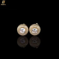 rock hip hop iced out stud earring for men women ice studded zircon gold piercing ear accessories drop shipping trend jewelry