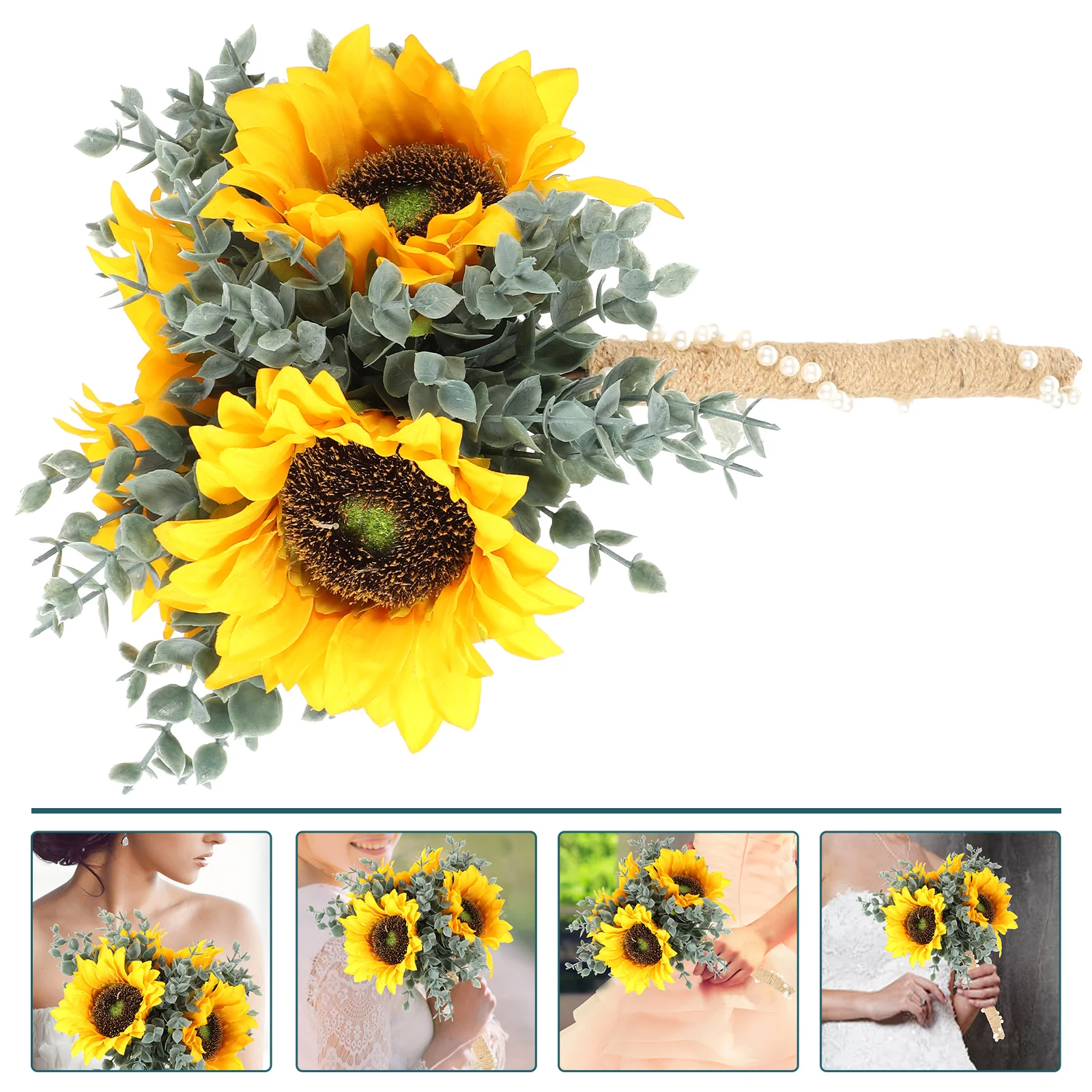 

Simulated Sunflower Wedding Bouquet Photography Prop Bridal Plants Bride Holding Flowers Fake Decoration Imitation Artificial
