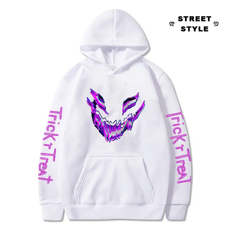 

Y2k Hoodies Devil Smiling Gothic Graphic Sweatshirts Trick Or Treat Pullover Fashion Harajuku Streetwear Casual Men & Women Tops