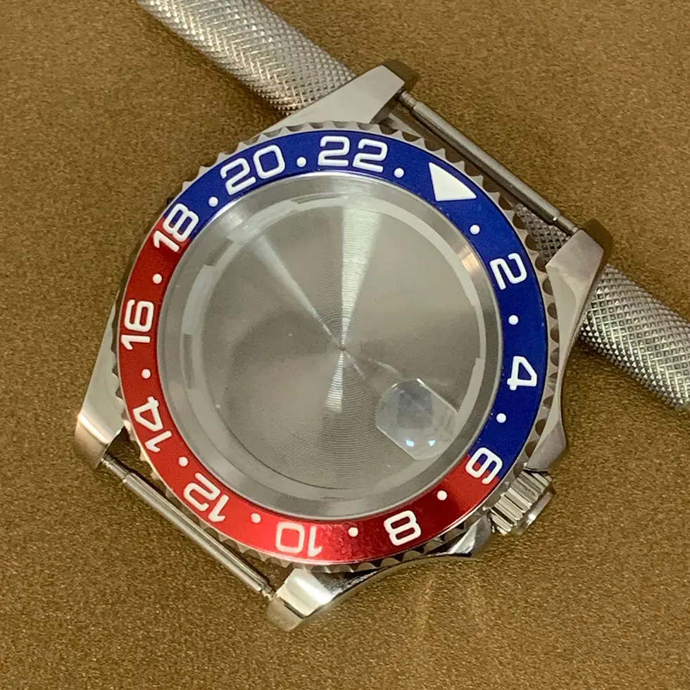 40mm Watch Case Fine Stainless Steel Bidirectional Rotation Sapphire Mirror Fit Miyota8215 8205 Mingzhu DG2813 3804 Movement