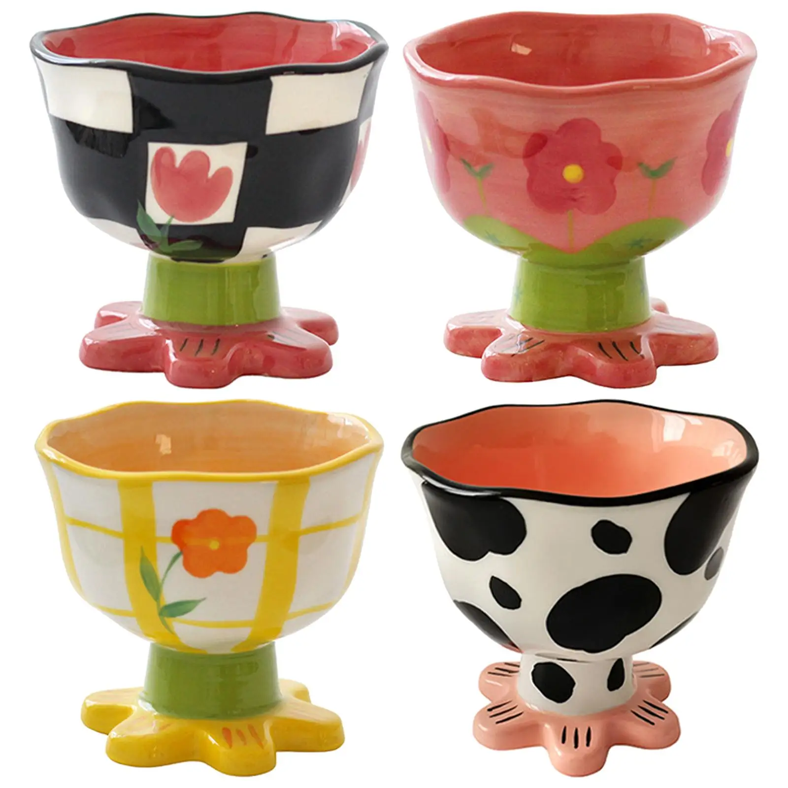 

Ручная роспись Кубок Цветок шахматная доска тюльпан керамическая чашка десерт фруктовая чаша кружка декоративный подарок ручной работы Ми...