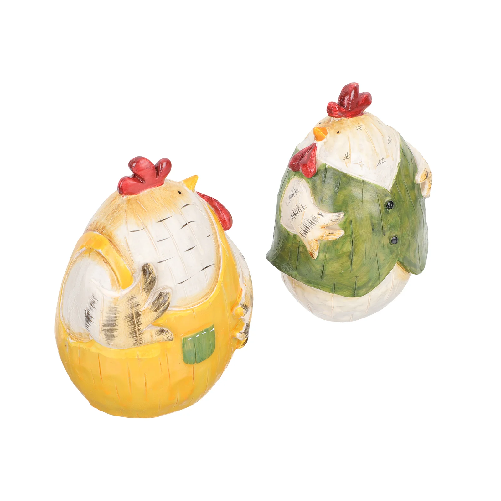 

1 Pair of Desktop Chicken Decors Resin Animals Ornaments Cartoon Animals Models
