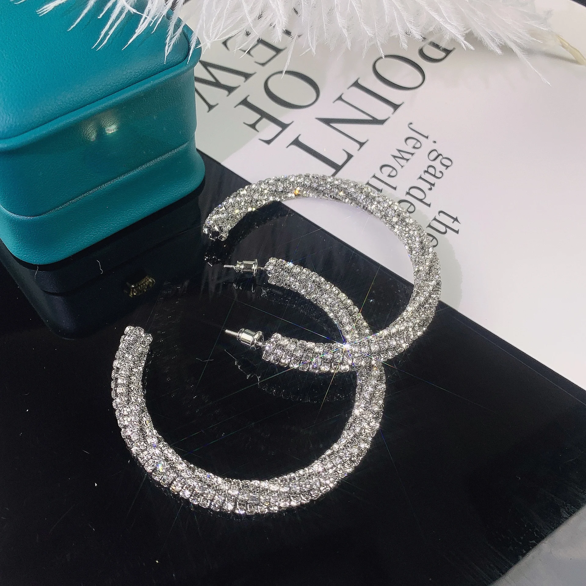 Модные серьги с-образными бриллиантами для женщин, роскошные круглые серьги-Обручи из шпагат, изящные украшения