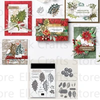 plant decoration christmas matel cutting dies and clear stamps for diy scrapbooking embossing handmade cards new 2022 templates