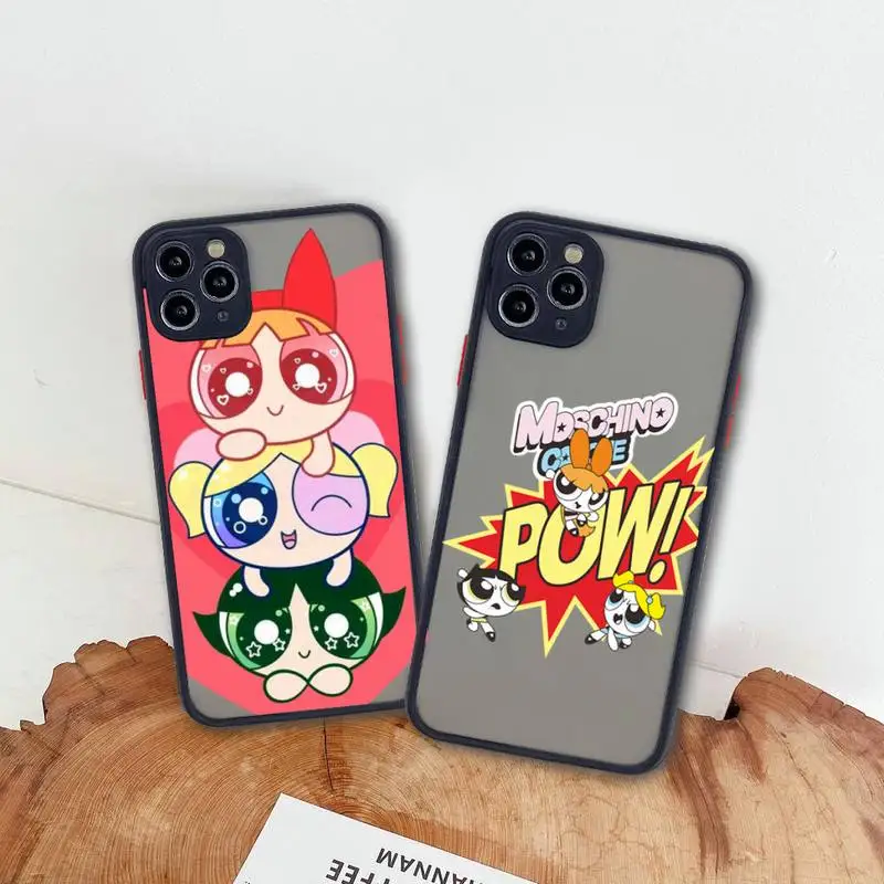 

Cartoon Policewoman The Powerpuff Girls Matte Transparent Phone Case For iphone 13 12 11 Pro Max Mini XS 8 7 Plus X SE 2020 XR