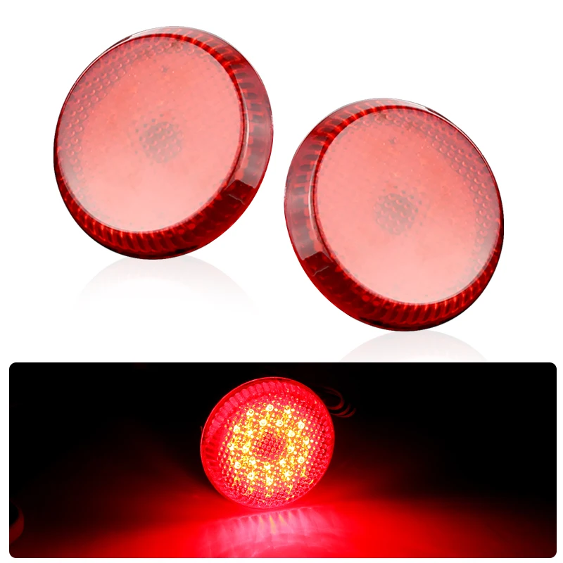 

2 шт. круглые светодиодные отражатели заднего бампера для Toyota Corolla 2008-2010 для Nissan Qashqai для Pathfinder задний стоп-сигнал
