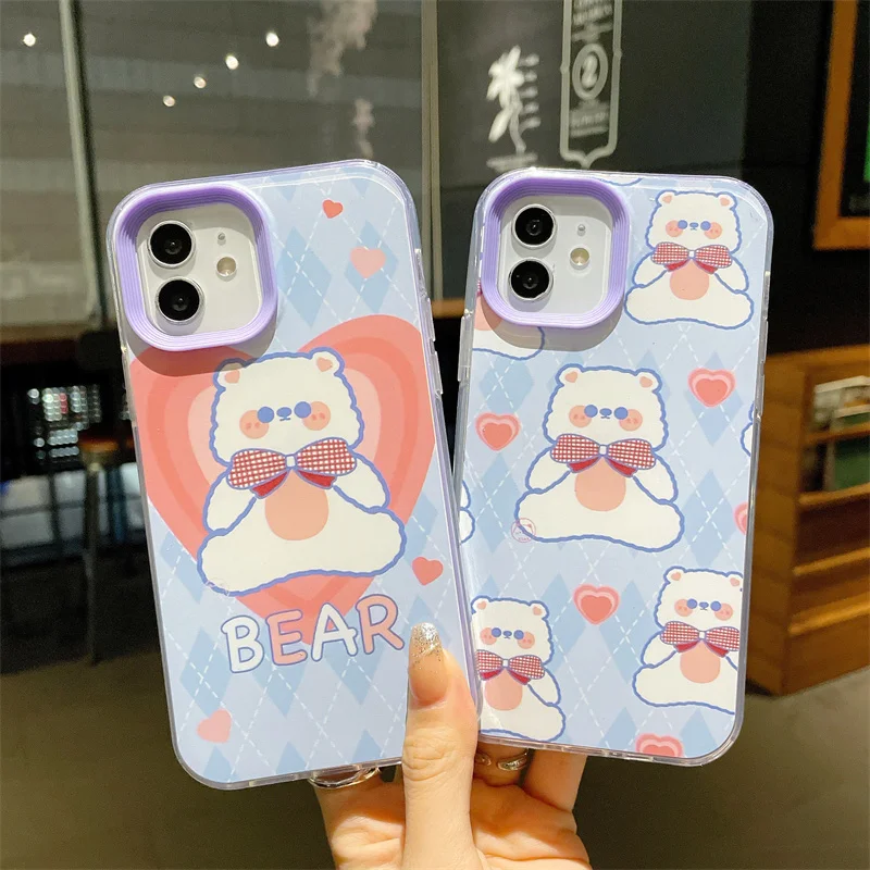 

Lens Protection Cartoon Cute Baby Bear Phone Case For Iphone 13 Mini 12Pro 11 X XR XS Max 8 7 6S Plus Soft Shockproof Back Cover