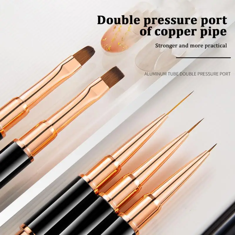 

1PC Gold Double Head Nail Liner Brush 9mm&11mm Acrylic Nail Art Brushes Drawing Thin Line Crystal Handle Manicure Brush