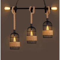 retro wrought iron chandelier bar creative restaurant personalized room decoration pipe hemp rope light fixtures for celling