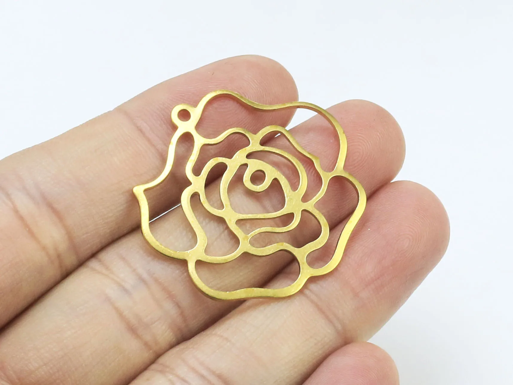 

10pcs Brass rose pendant 32x31mm Raw brass flower earrings charms R609