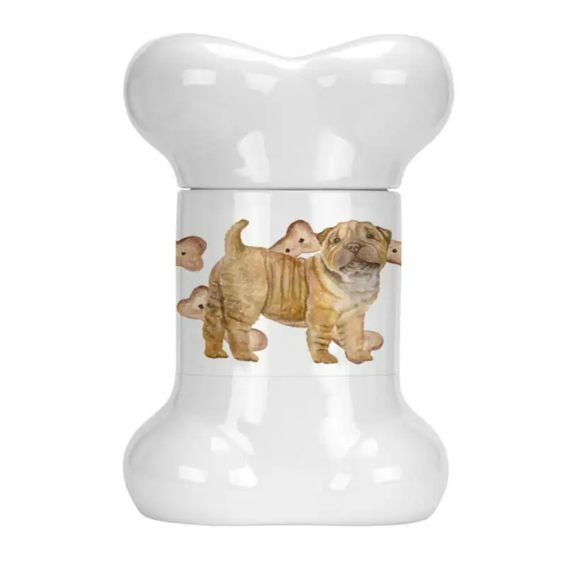 

Shar Pei Puppy Bone Shaped Treat Jar, , multicolor