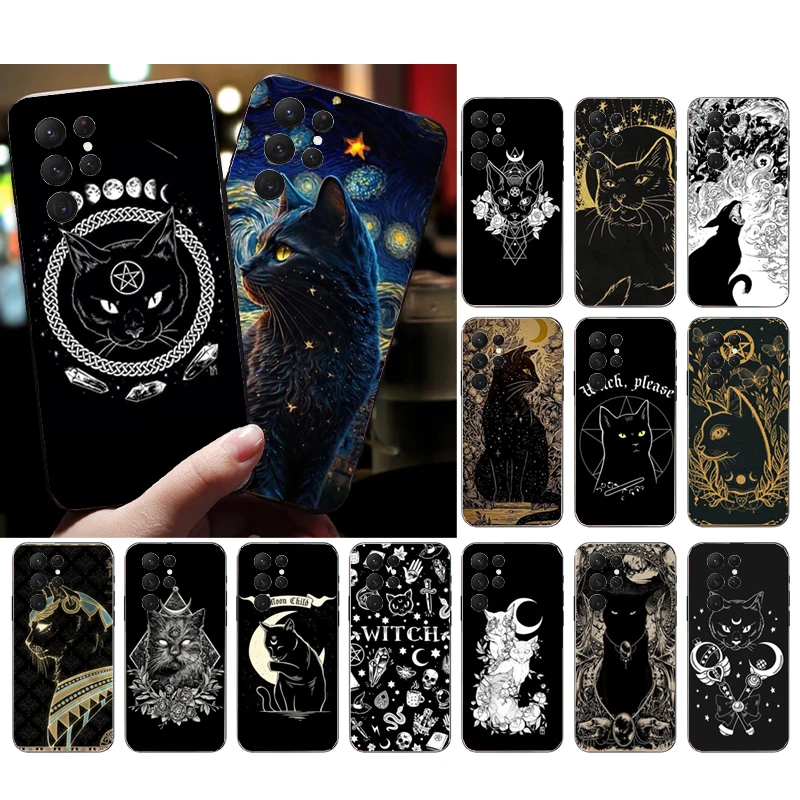 

Witch Cat Art Phone Case for Samsung S23 S22 S21 S20 Ultra S20 S22 S21 S10E S20FE Note 10Plus Note20 Ultra