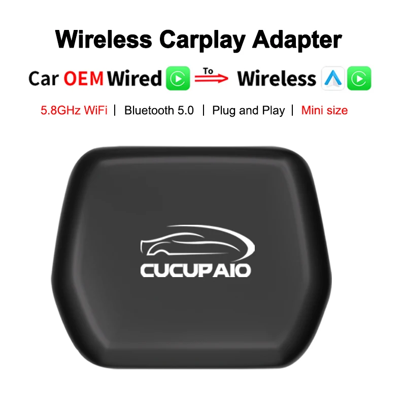 

Wireless Carplay Adapter for lPhone Mini Size Car Play Ai Box 5.8GHz WiFi Bluetooth Auto Connect Dongle for Cars