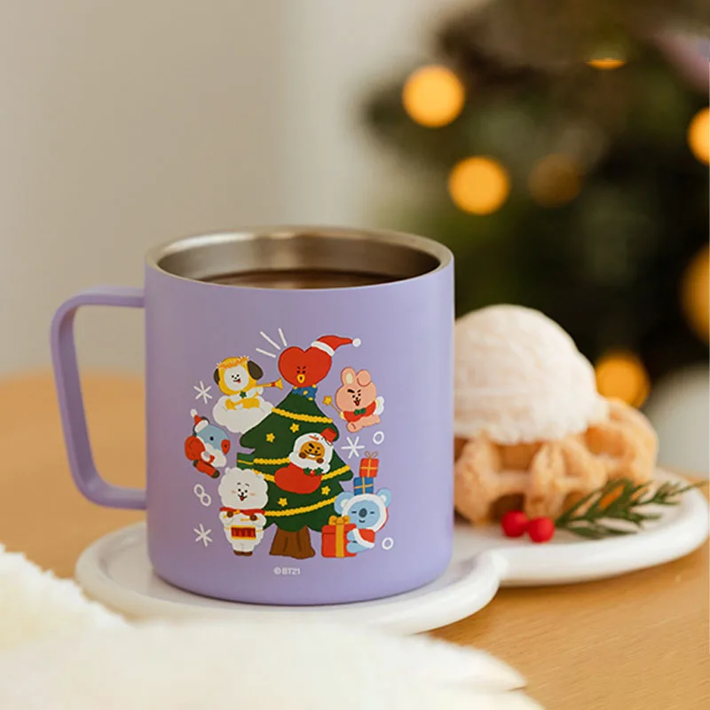 

Милая кофейная чашка, Bt21 Line с персонажами мультфильмов, Kawaii, Tata Rj Chimmy, нержавеющая сталь